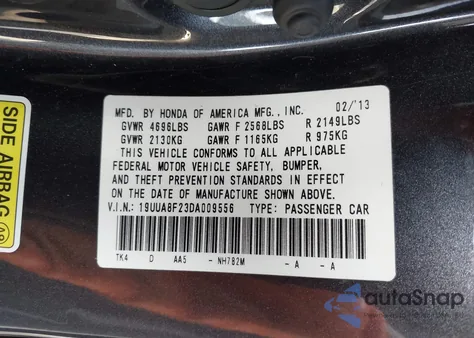 2013 Acura Tl 3.5 from USA, damaged, VIN 19UUA8F23DA009556